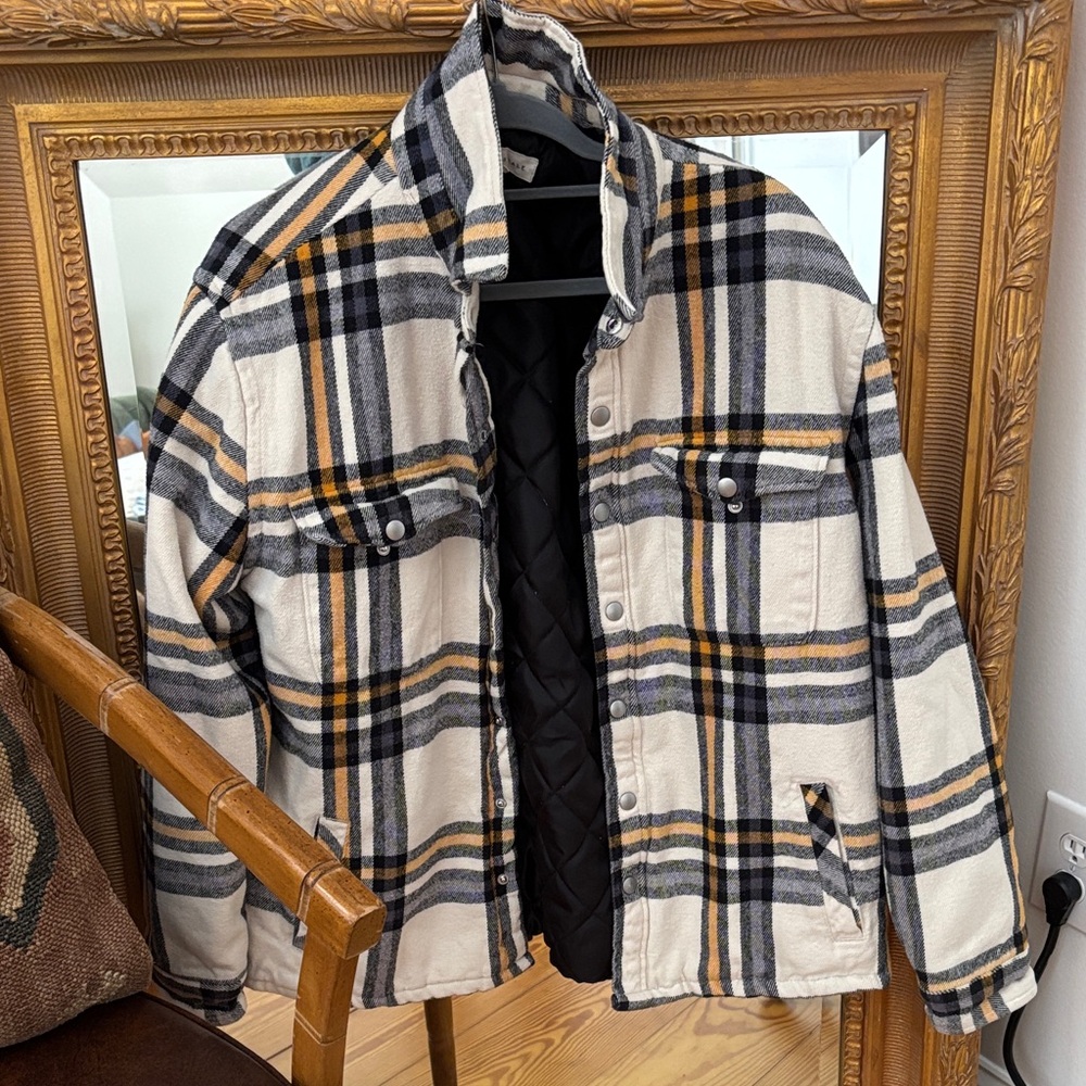 Aeropostale Men's Plaid Jacket - Cream, Yellow and Blue plaid